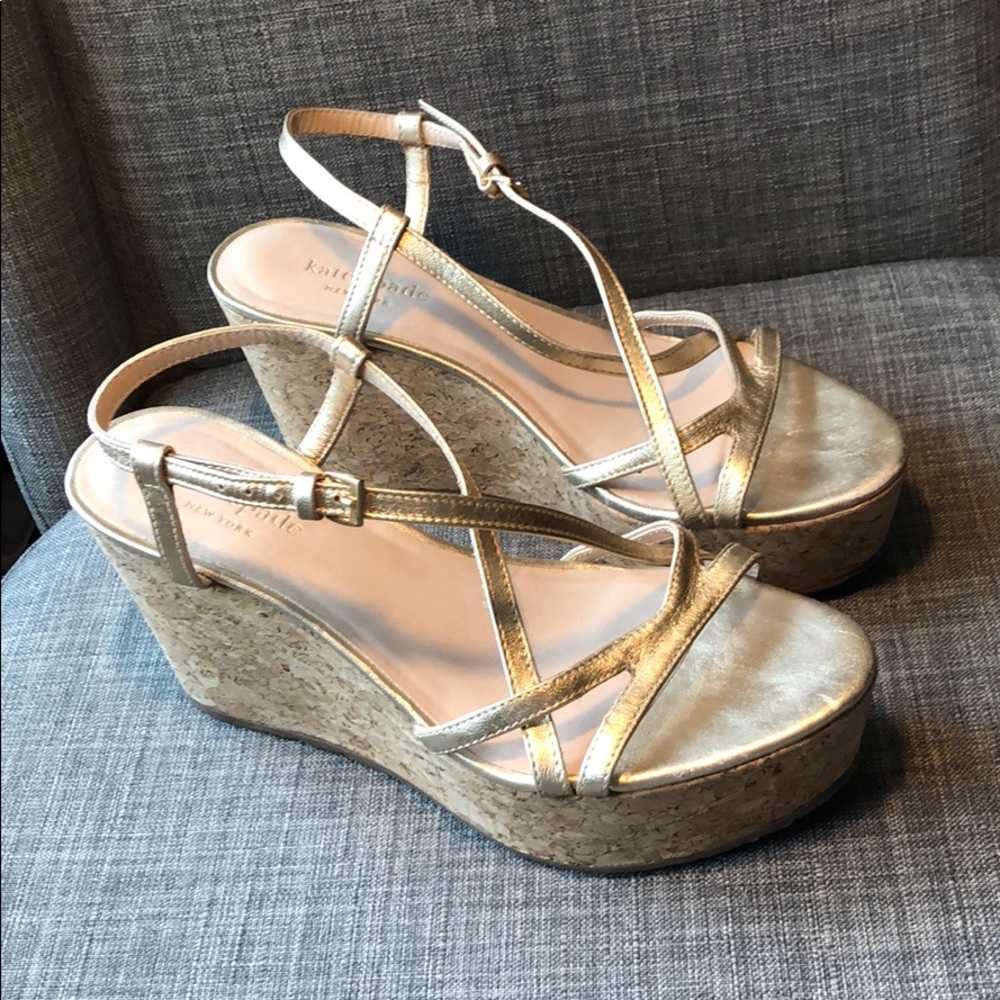 Kate Spade Wedges Pink and Gold 6.5
